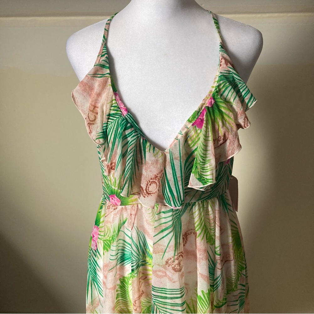 Betsey Johnson Knit Chiffon Midi Slip Floral High Low Dress size Small - Picture 4 of 7
